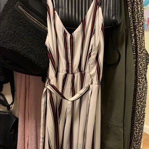 She & Sky white jumpsuit with red & black stripes